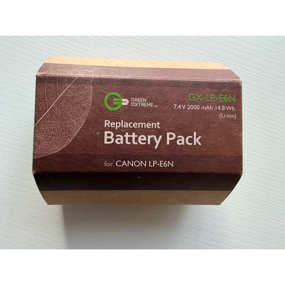Green Extreme GX LP E6N Replacement Battery Pack 7.4V 2000mAh‎ for Canon LP E6N